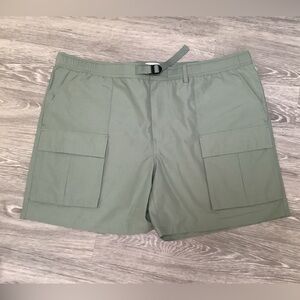 Woolrich Mens Aqua Green Flat Front Pockets Belted Cargo Shorts